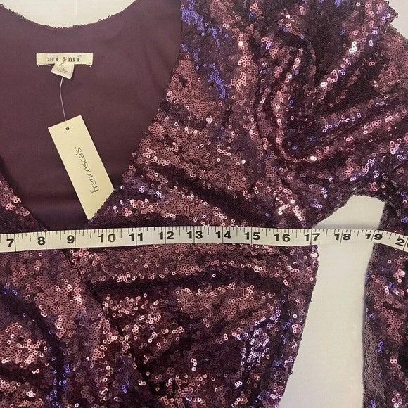 Francesca’s Miami Purple Sequin Long Sleeve Party Dress NWT Size S Cocktail - Picture 13 of 15